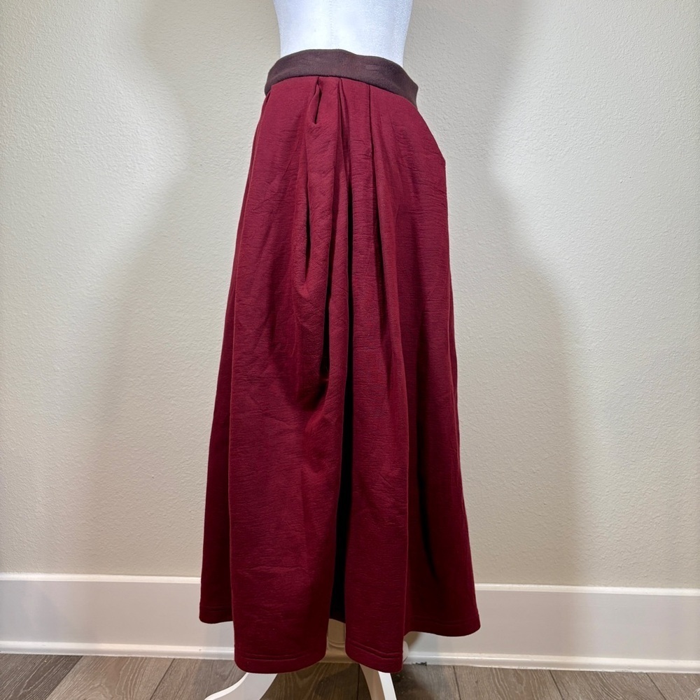 RARE Roksanda Ilincic Burgundy Pleated Skirt Size Medium - Picture 2 of 10